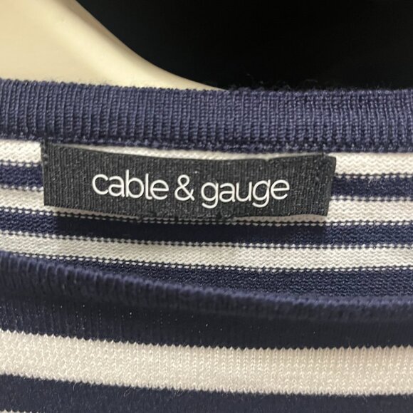 NWOT Cable & Guage Navy & White Striped Sweater - Picture 3 of 6